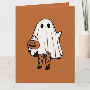 Schattige Halloween Geest met Sokken Halloween  Kaart