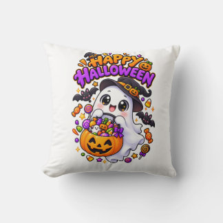 Schattige Halloween Geest Snoep Pompoen Kussen