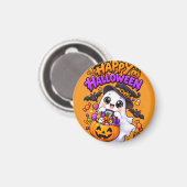 Schattige Halloween Geest Snoep Pompoen Magneet (Voorkant / Achterkant)