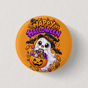 Schattige Halloween Geest Snoep Pompoen Ronde Button 3,2 Cm