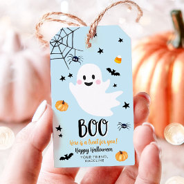 Schattige Halloween Geest Spectaculair Blauw Verja Cadeaulabel