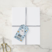 Schattige Halloween Geest Spectaculair Blauwe Verj Cadeaulabel (Met Touw)