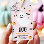 Schattige Halloween Geest Spectaculair Roze Verjaa Cadeaulabel
