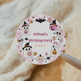 Schattige Halloween Geest Spooktacular Verjaardag Ronde Sticker