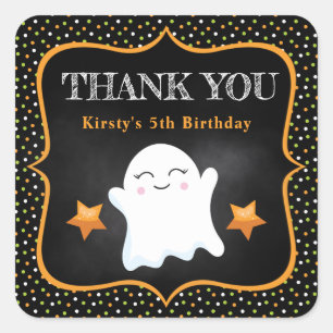 Schattige Halloween Geest & Stippen Verjaardag Vierkante Sticker