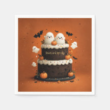 Schattige Halloween Geest Taart Een Klein Boe
