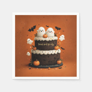 Schattige Halloween Geest Taart Een Klein Boe Servet