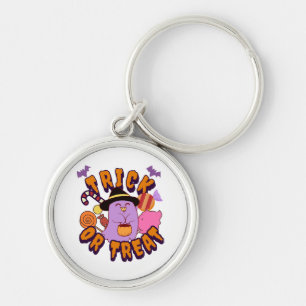 Schattige Halloween Geest Trick or Treat Sleutelhanger