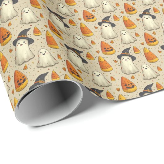 Schattige Halloween-geesten Cadeaupapier (Rol Hoek)
