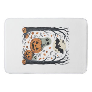 Schattige Halloween-geesten en Jack O Lantern-bos Badmat