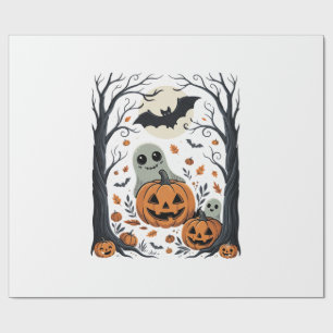 Schattige Halloween-geesten en Jack O Lantern-bos Cadeaupapier