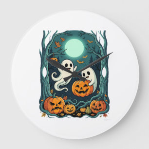 Schattige Halloween-geesten en Jack O Lantern-bos Grote Klok