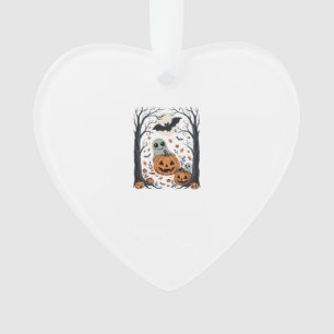 Schattige Halloween-geesten en Jack O Lantern-bos Ornament