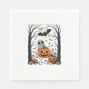 Schattige Halloween-geesten en Jack O Lantern-bos Servet