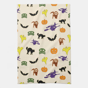 Schattige Halloween-geesten heksen krabbelpatroon Theedoek