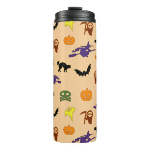 Schattige Halloween-geesten heksen krabbelpatroon Thermosbeker