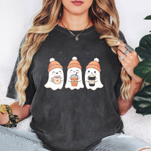 Schattige Halloween-geesten met herfstige drankjes T-shirt