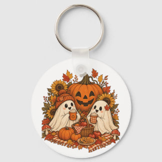 Schattige Halloween-geesten Pompoen Herfst Picknic Sleutelhanger