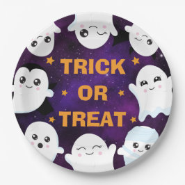Schattige Halloween-geesten trick-or-treat Papieren Bordje