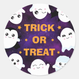 Schattige Halloween-geesten trick-or-treat Ronde Sticker