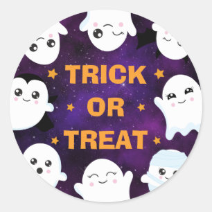 Schattige Halloween-geesten trick-or-treat Ronde Sticker