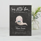 Schattige Halloween Ghost Boy Verjaardagsfeest Kaart (Staand voorkant)