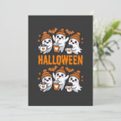 Schattige Halloween Ghost Coffee Design Kaart (Staand voorkant)