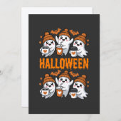 Schattige Halloween Ghost Coffee Design Kaart (Voorkant / Achterkant)