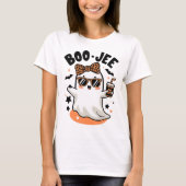 Schattige Halloween Ghost Design met Leopard Print T-shirt (Voorkant)