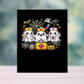 Schattige Halloween Ghost Nurse Trio met medische Acryl Bord (Neutraal)