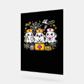 Schattige Halloween Ghost Nurse Trio met medische Acryl Bord (Hoek)