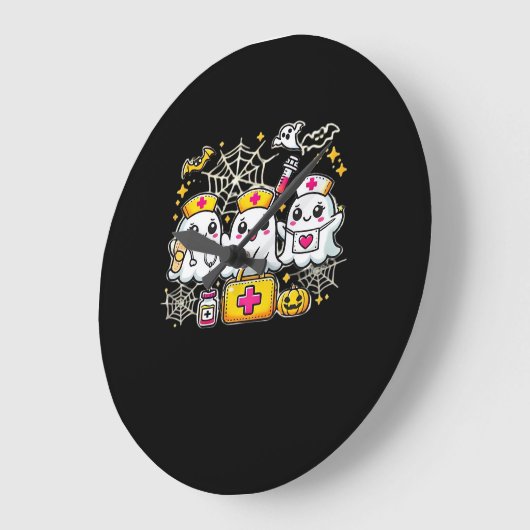 Schattige Halloween Ghost Nurse Trio met medische  Grote Klok (Hoek)