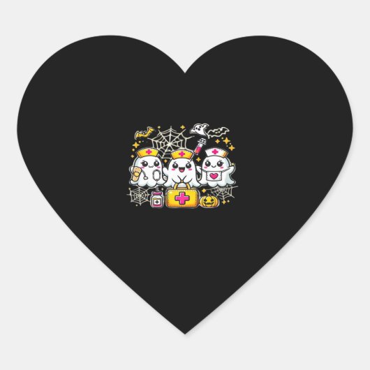 Schattige Halloween Ghost Nurse Trio met medische  Hart Sticker (Voorkant)