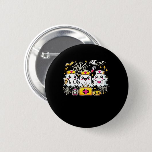 Schattige Halloween Ghost Nurse Trio met medische  Ronde Button 5,7 Cm (Voorkant /achterkant)