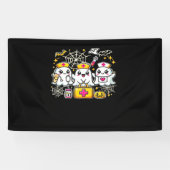 Schattige Halloween Ghost Nurse Trio met medische  Spandoek (Horizontaal)