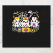 Schattige Halloween Ghost Nurse Trio met medische Sparkling Wijnetiket (Enkel label)