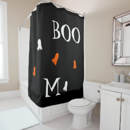 Schattige Halloween Ghost Oranje Zwart Gepersonali Douchegordijn