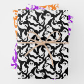 Schattige Halloween Ghost Pattern Sinaasappel Zwar Inpakpapier Vel (In situ)