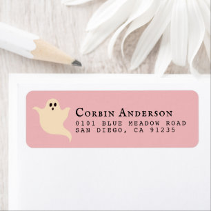 Schattige Halloween Ghost Pink Retouradres Etiket