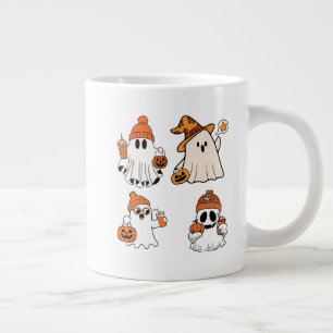 Schattige Halloween Ghost Pumpkin Design Grote Koffiekop