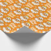 Schattige Halloween Ghost Retro Spooky Boo Sinaasa Cadeaupapier (Hoek)