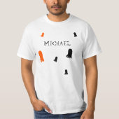 Schattige Halloween Ghost Sinaasappel, zwart geper T-shirt (Voorkant)