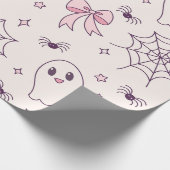 Schattige Halloween Ghost & Spiderweb-patroon Cadeaupapier (Hoek)