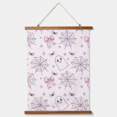 Schattige Halloween Ghost & Spiderweb-patroon Hangend Wandkleed (Voorkant)