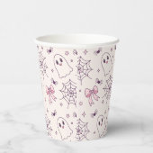 Schattige Halloween Ghost & Spiderweb-patroon Papieren Bekers (Rechts)