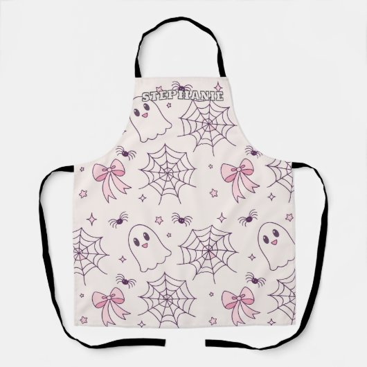 Schattige Halloween Ghost & Spiderweb-patroon Schort (Voorkant)