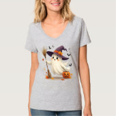 Schattige Halloween Ghost Witch T-shirt (Voorkant)