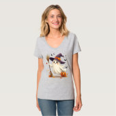 Schattige Halloween Ghost Witch T-shirt (Voorkant volledig)