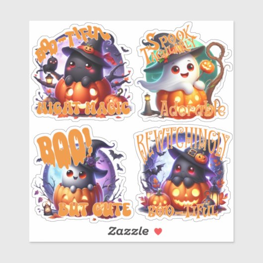 Schattige Halloween Ghosts met Moon Sticker Sheet (Vel)