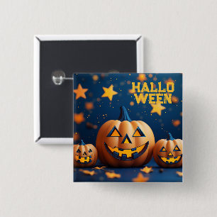 Schattige Halloween glimlachende pompoenen Vierkante Button 5,1 Cm